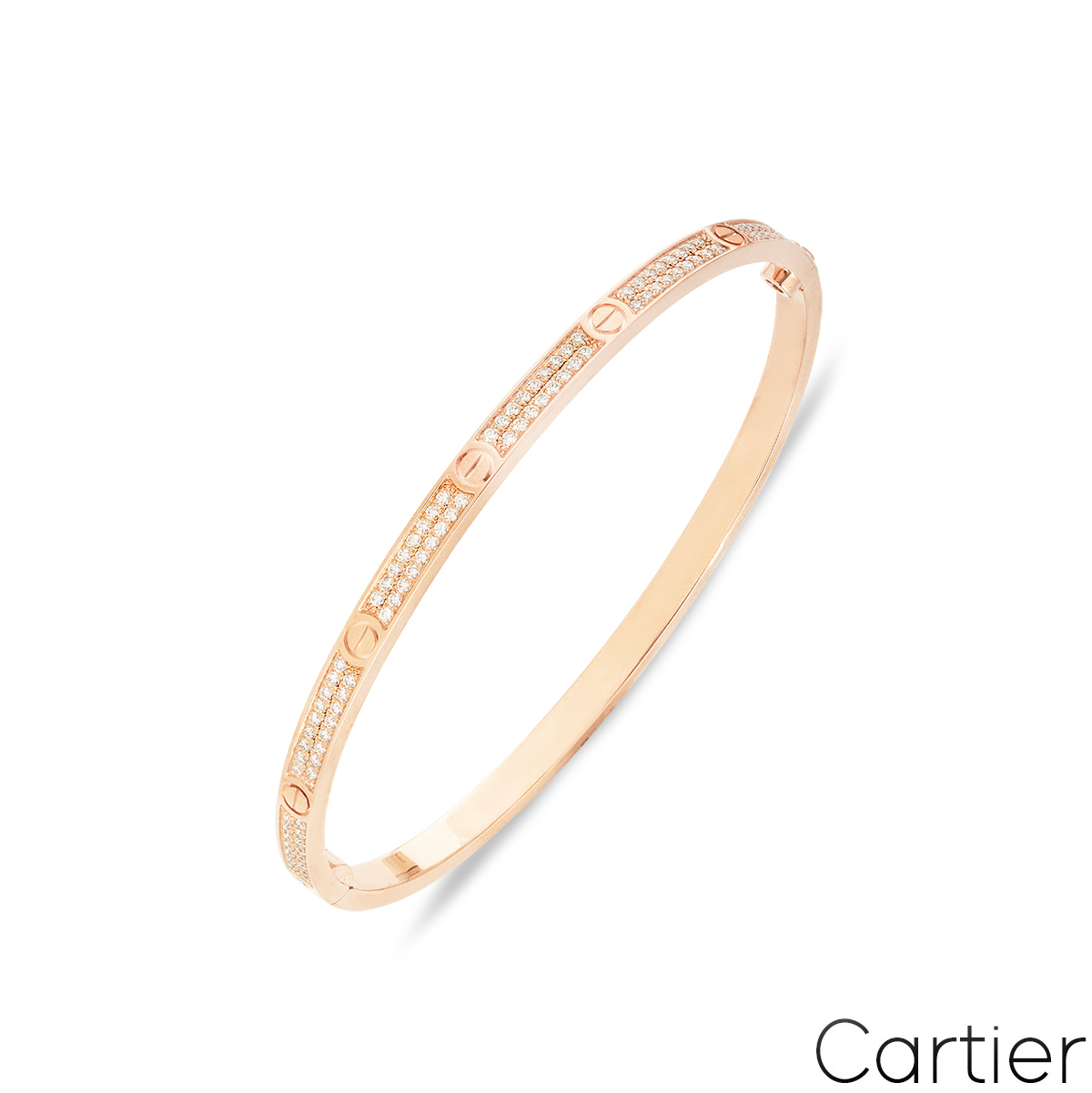 Cartier Rose Gold Pave Diamond SM Love Bracelet Size 17 N6726317